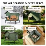 YUWENUS Heated Outdoor Cat House with Heated Pad and Escape Door for Outdoor Weatherproof Cat Shelter Insulated Outdoor Cat House,Green,Small - Image 7