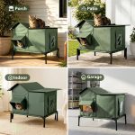 YUWENUS Heated Outdoor Cat House with Heated Pad and Escape Door for Outdoor Weatherproof Cat Shelter Insulated Outdoor Cat House,Green,Small - Image 12