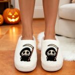 BERANMEY Halloween Slippers for Women Perfect Soft Plush Comfy Warm Slip-On Cute Womens Slippers Indoor Fluffy House Slippers for Women and Men Non-slip Fuzzy Flat Slides - Image 47